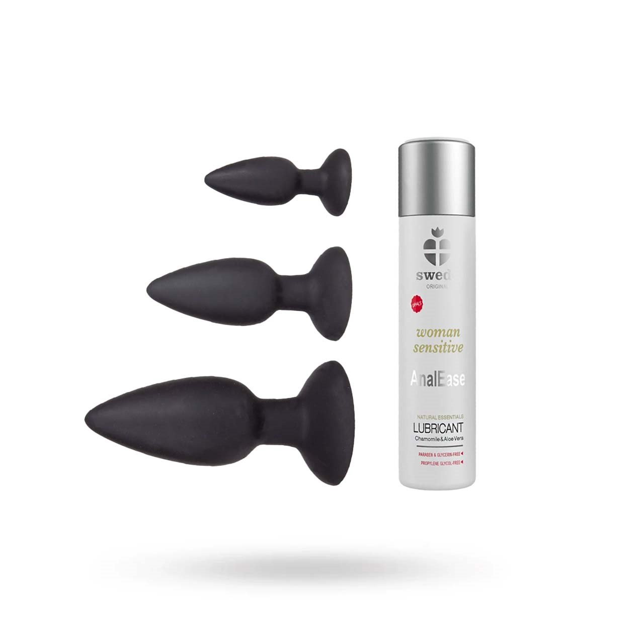 Sustainable Pleasure Silicone Buttplug Trainer Kit
& Swede Sensitive Analease Glidmedel 120 Ml
